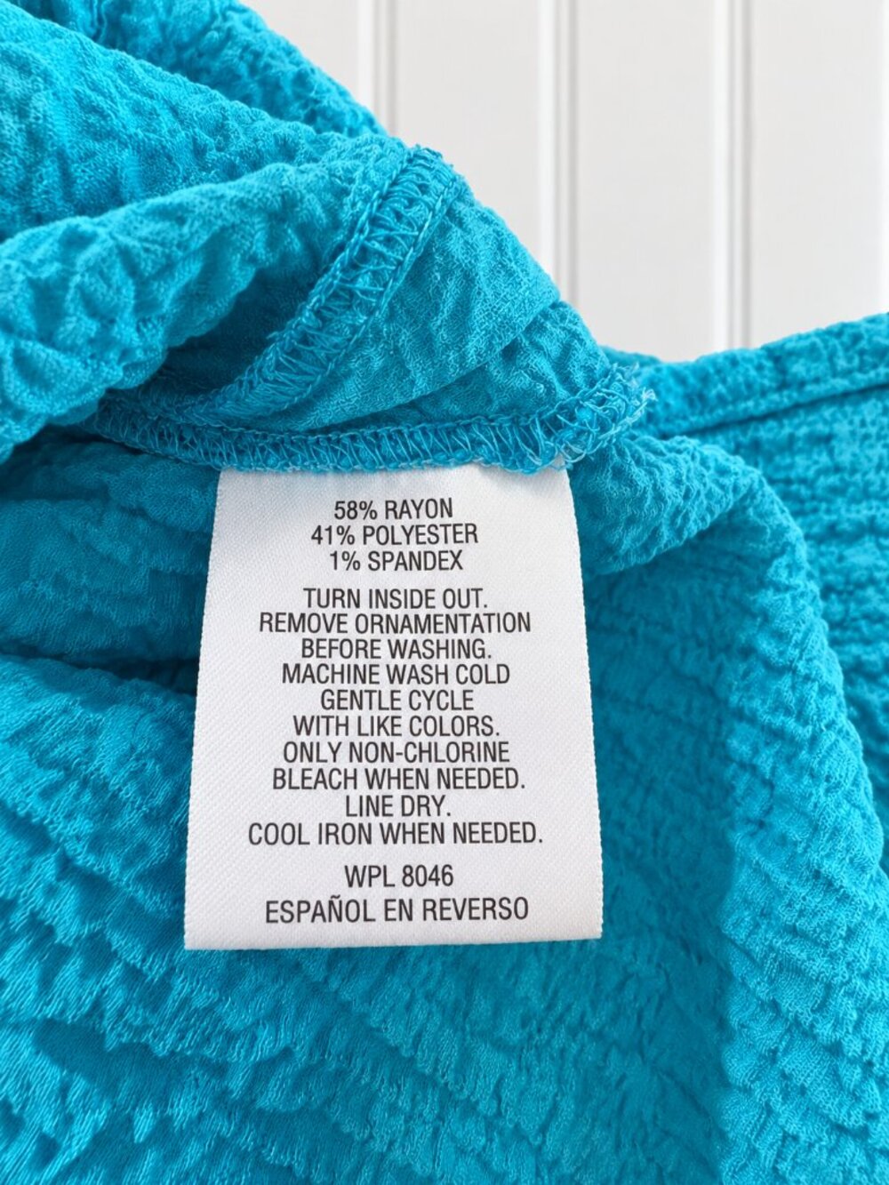 JM Collection Turquoise Textured Tunic Top Size Medium Button Sleeve Detail - Picture 6 of 6